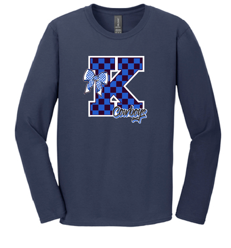 Kennedy "Checker K" Design L/S T-shirt (navy)
