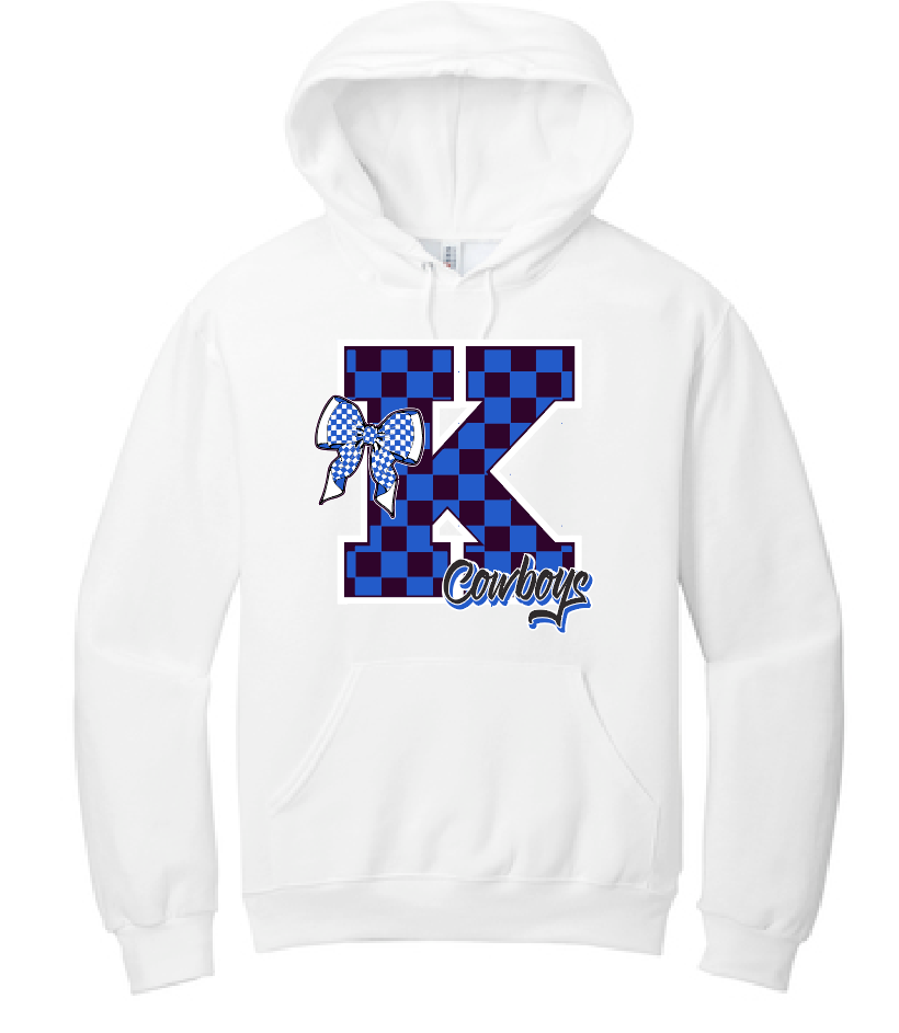 Kennedy "Checker K" Design Hooded Sweatshirt (white)