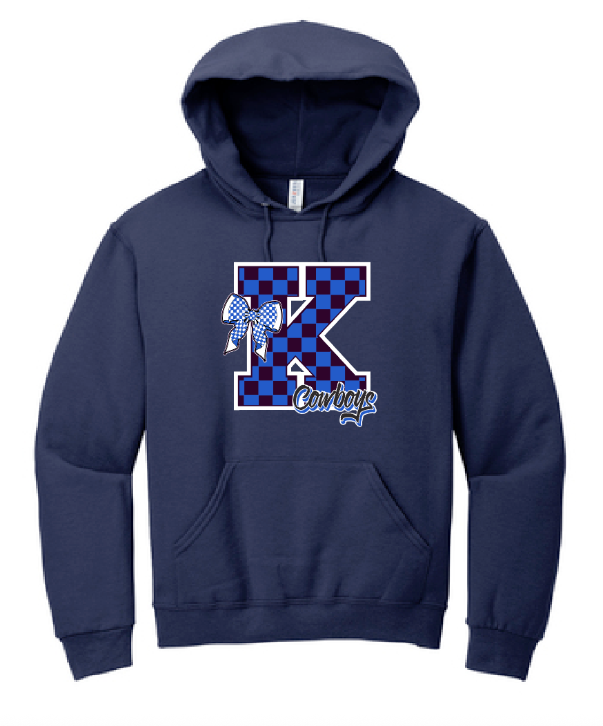 Kennedy "Checker K" Design Hooded Sweatshirt (navy)