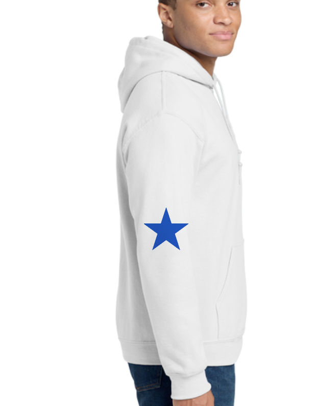 Kennedy "Star Sleeve" Design Hooded Sweatshirt (white)