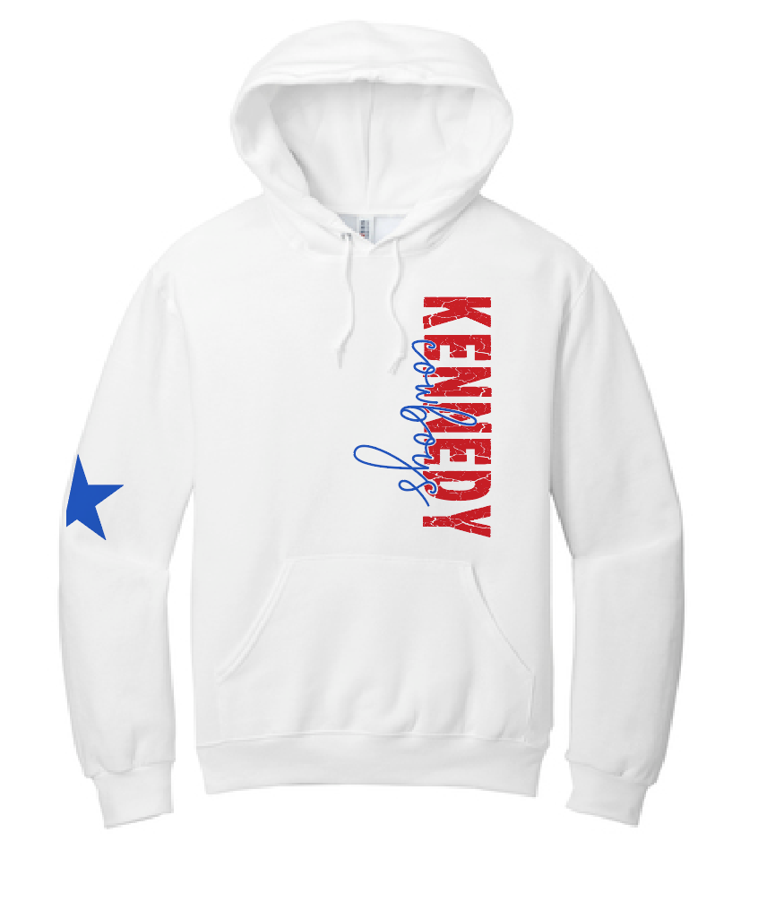 Kennedy "Star Sleeve" Design Hooded Sweatshirt (white)