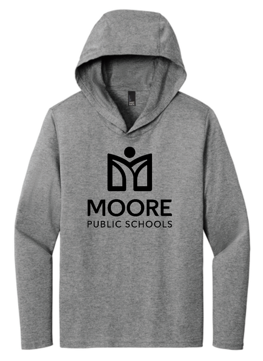 Moore Public Schools "Logo" Tri-blend L/S Hooded Tee (grey frost)
