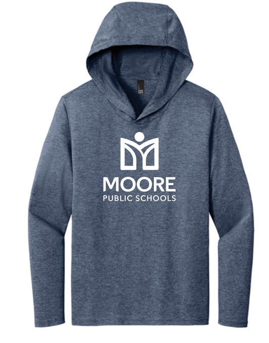 Moore Public Schools "Logo" Tri-blend L/S Hooded Tee (navy frost)