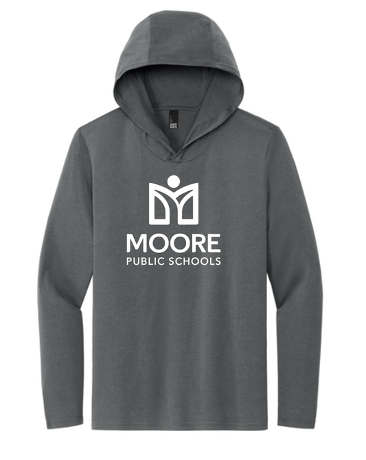Moore Public Schools "Logo" Tri-blend L/S Hooded Tee (charcoal)