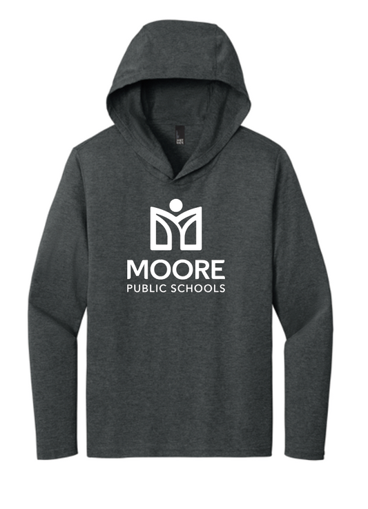 Moore Public Schools "Logo" Tri-blend L/S Hooded Tee (black frost)