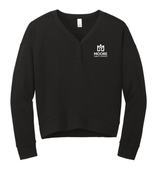 Moore Public Schools "Logo" Women's Tri-blend Fleece V-neck (black)