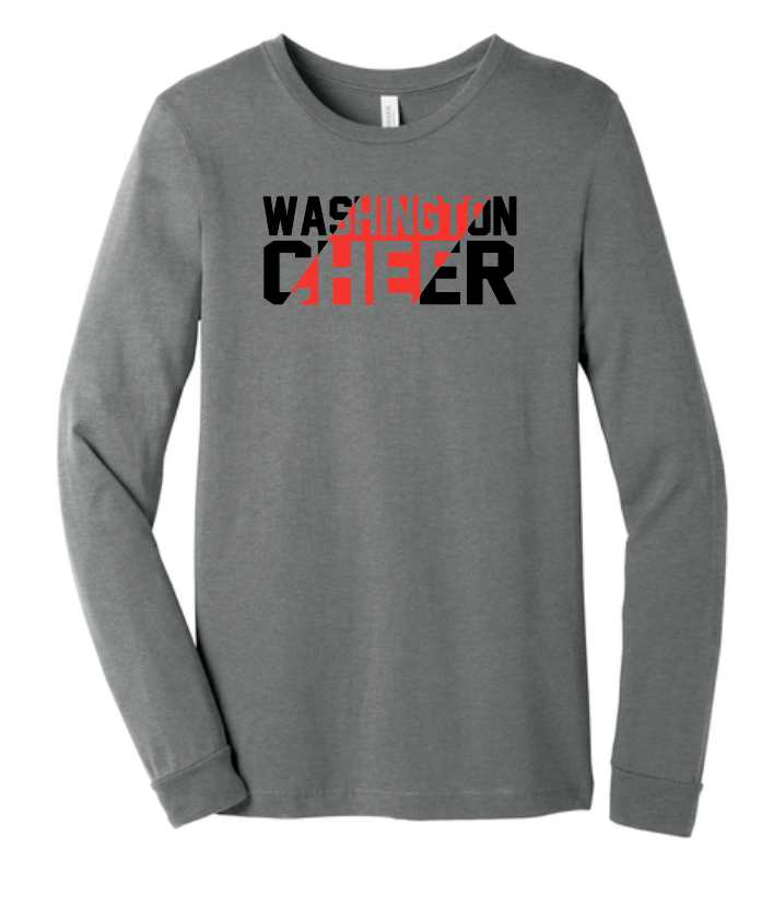 Washington Jr Cheer "Stripe" Design L/S T-shirt (dp htr)