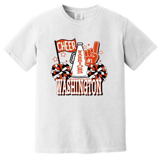 Washington Jr Cheer "Megaphone" Design Comfort Colors S/S T-shirt (white)