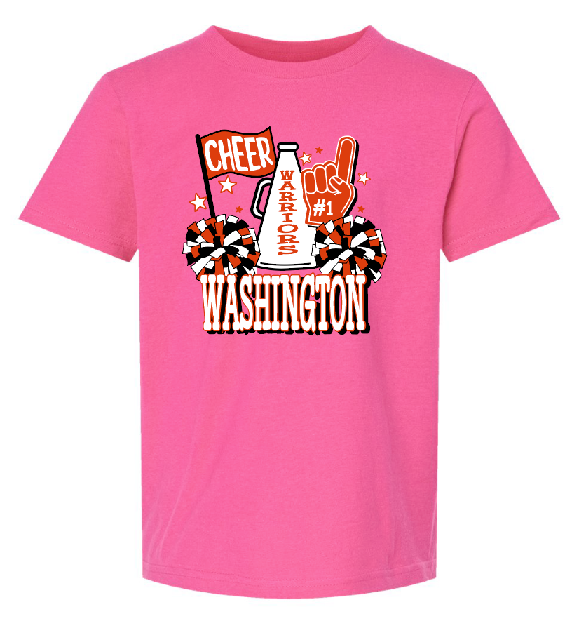 Washington Jr Cheer "Megaphone" Design LAT S/S T-shirt (pink)