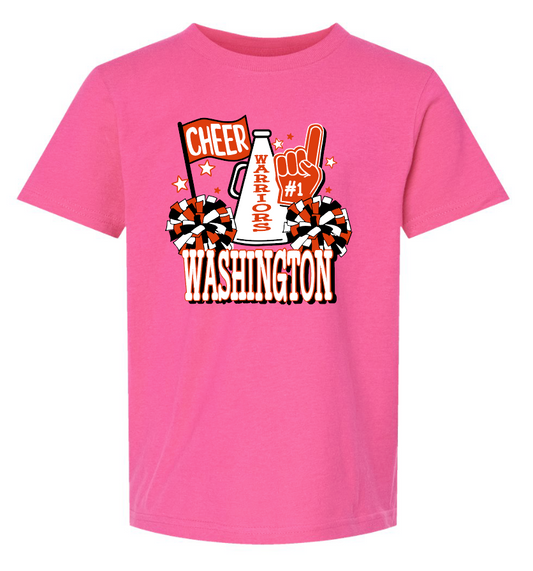 Washington Jr Cheer "Megaphone" Design LAT S/S T-shirt (pink)