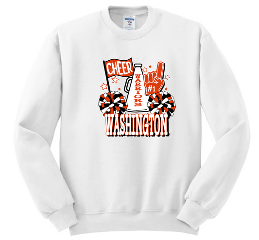 Washington Jr Cheer "Megaphone" Design Crewneck Sweatshirt (white)