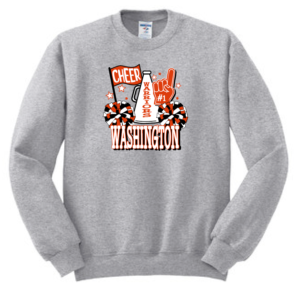 Washington Jr Cheer "Megaphone" Design Crewneck Sweatshirt (ath htr)