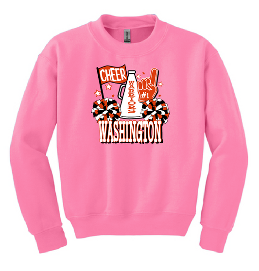 Washington Jr Cheer "Megaphone" Design Crewneck Sweatshirt (pink)