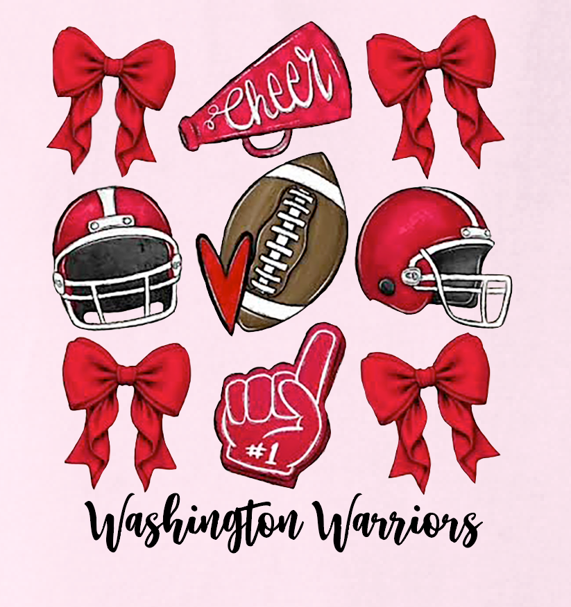 Washington Jr Cheer "Bows" Design Comfort Colors S/S T-shirt (pink)