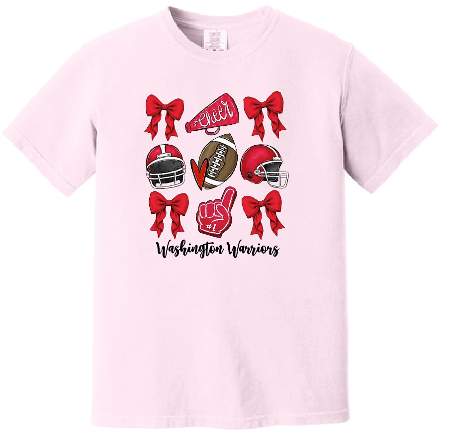 Washington Jr Cheer "Bows" Design Comfort Colors S/S T-shirt (pink)