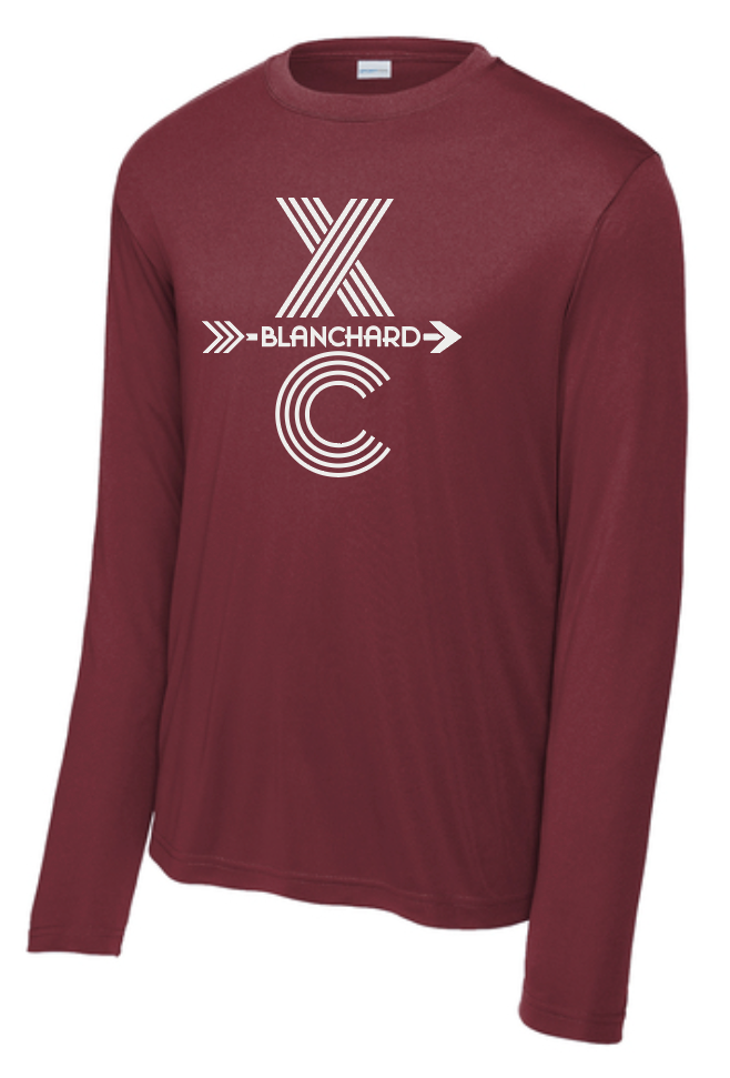 Blanchard XC "Tri-line XC" Design L/S Performance T-shirt (maroon)