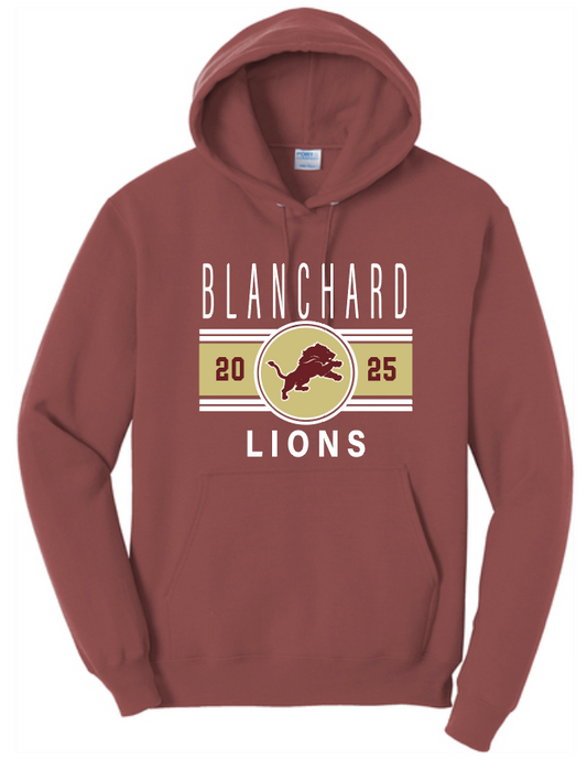 Blanchard PTO "Big Stripe" Design Jerzees Hooded Sweatshirt (maroon)