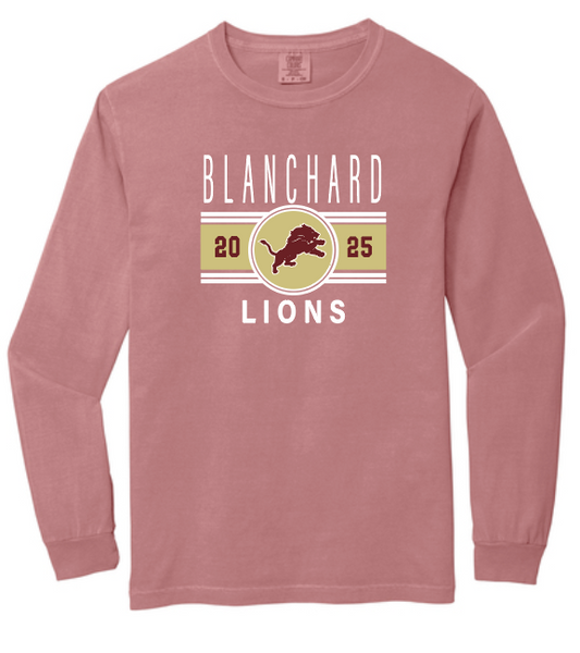Blanchard PTO "Big Stripe" Design Comfort Colors L/S T-shirt (crimson)