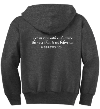 Coach Port & Co Zip Hooded Sweatshirt (drk heather)(youth)