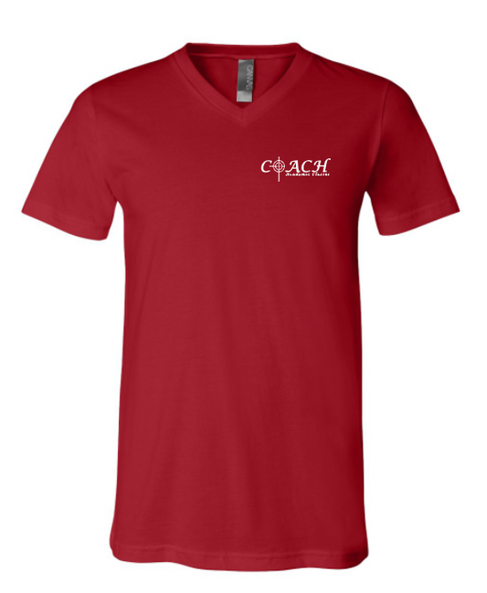 COACH Staff BellaCanvas S/S V-neck T-shirt (red)