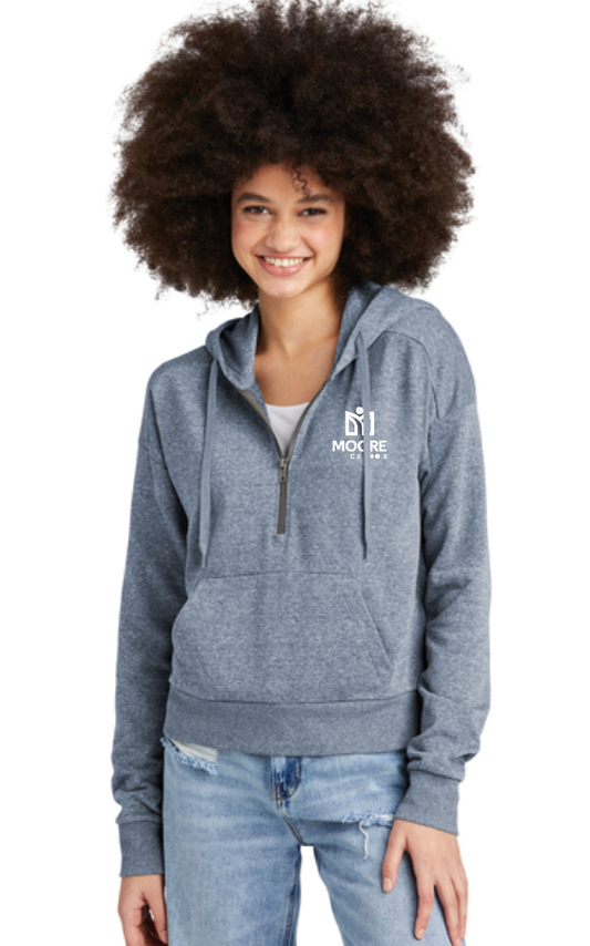 Moore Public Schools "Logo" Women's Tri-blend Fleece 1/2-Zip (navy frost)