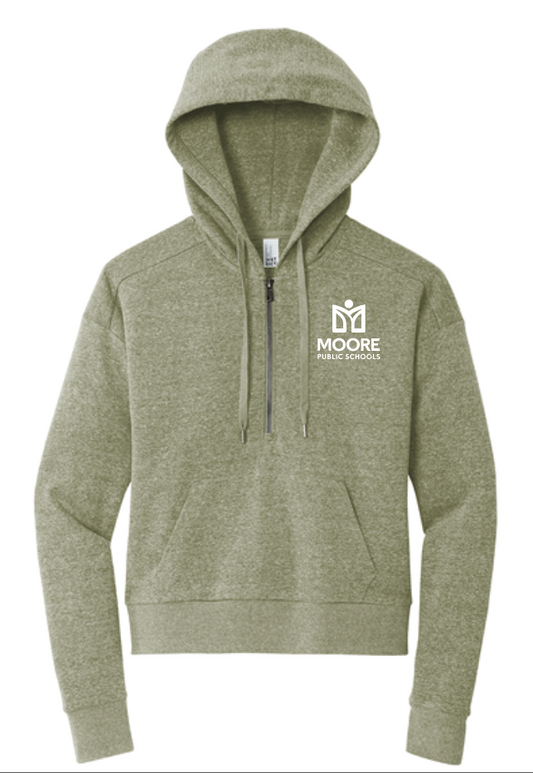 Moore Public Schools "Logo" Women's Tri-blend Fleece 1/2-Zip (mil green)