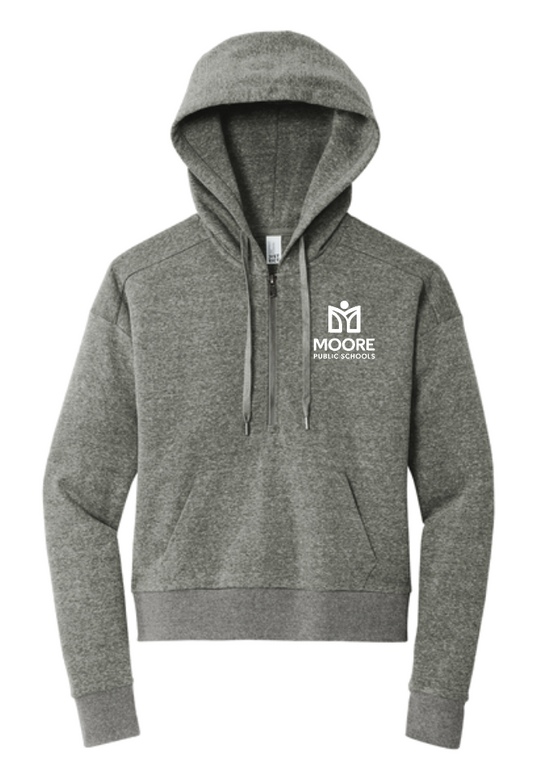 Moore Public Schools "Logo" Women's Tri-blend Fleece 1/2-Zip (charcoal)