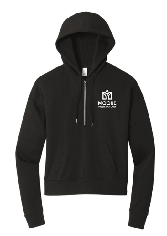 Moore Public Schools "Logo" Women's Tri-blend Fleece 1/2-Zip (black)