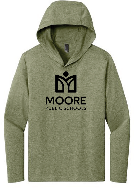Moore Public Schools "Logo" Tri-blend L/S Hooded Tee (Military green frost)
