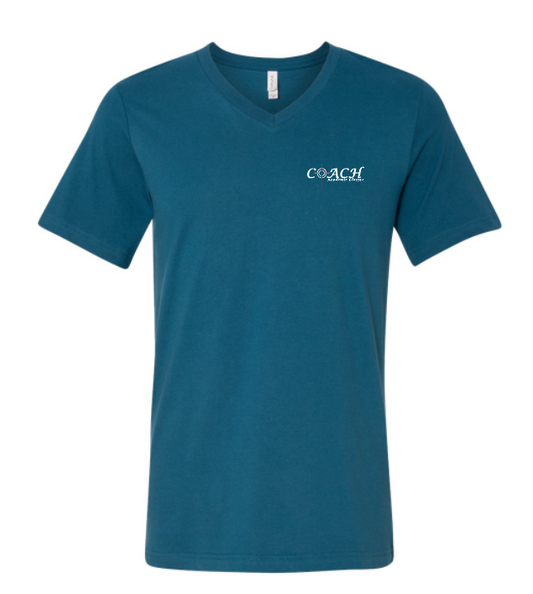 COACH Staff BellaCanvas S/S V-neck T-shirt (teal)