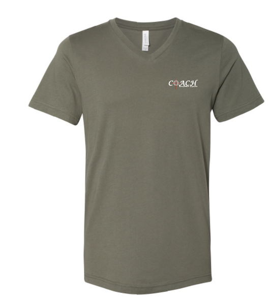 COACH Staff BellaCanvas S/S V-neck T-shirt (mil green)
