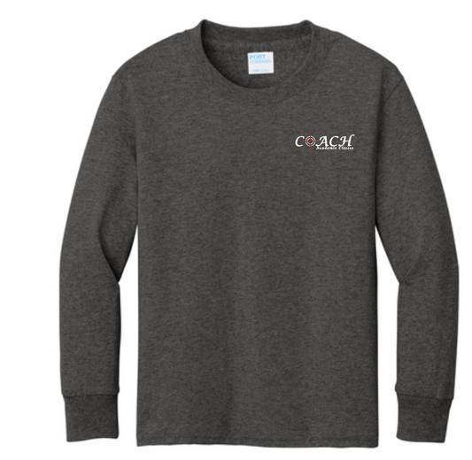 Coach Port & Co L/S T-shirt (dr heather)(youth)