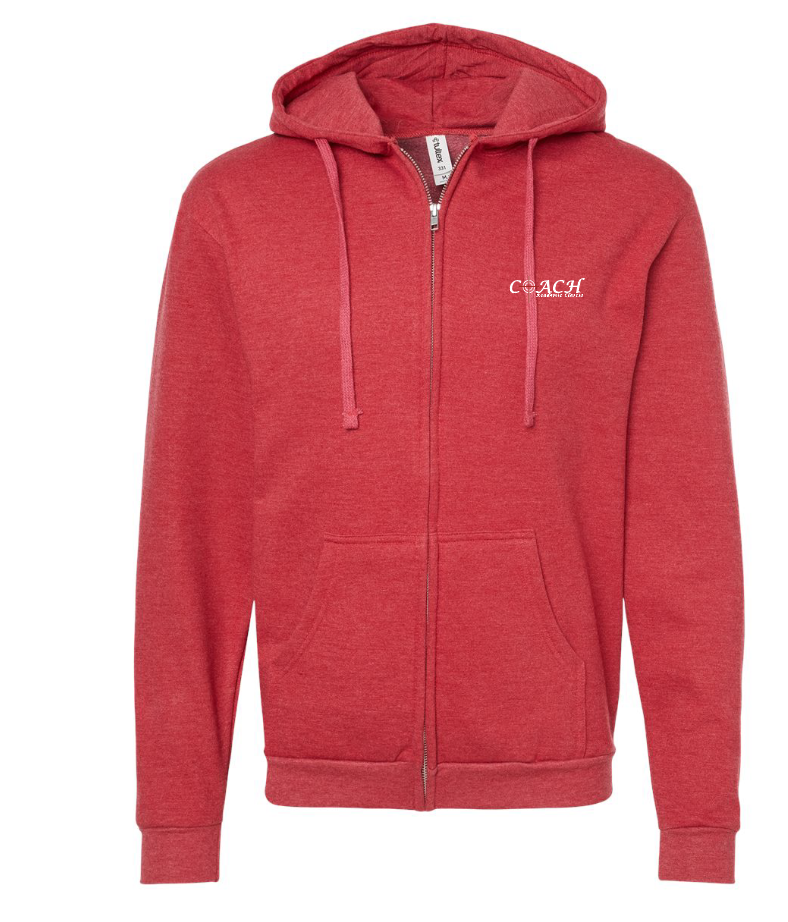 Coach Tultex Zip Hooded Sweatshirt (red)(adult)