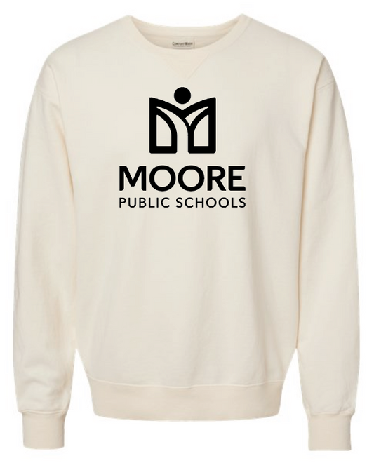 Moore Public Schools "Logo" Comfort Washed Crewneck Sweatshirt (ivory)