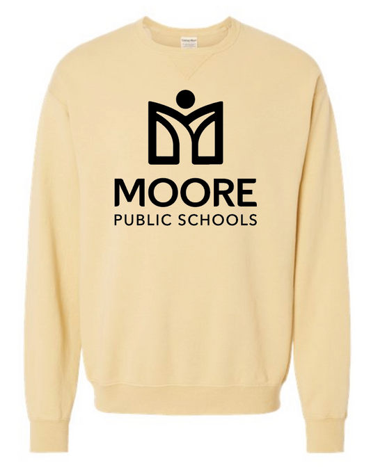 Moore Public Schools "Logo" Comfort Washed Crewneck Sweatshirt (yellow)