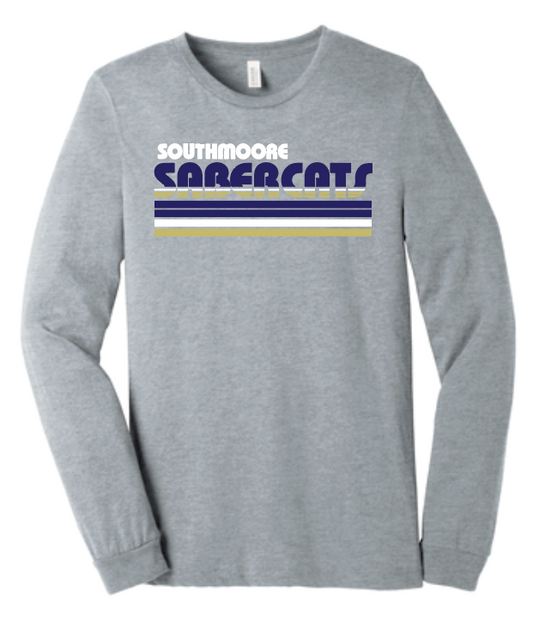 Southmoore PTSA "Retro Stripe" Design L/S T-shirt (heather)