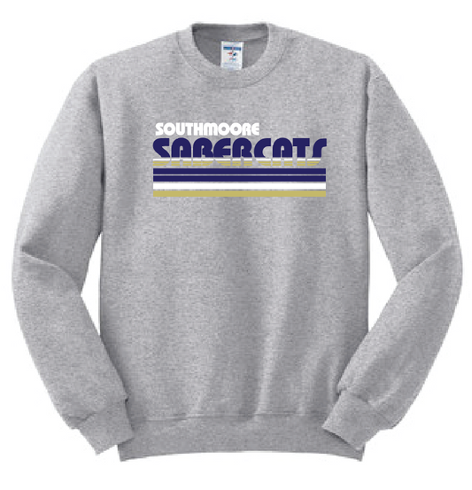 Southmoore PTSA "Retro Stripe" Design Crewneck Sweatshirt (heather)
