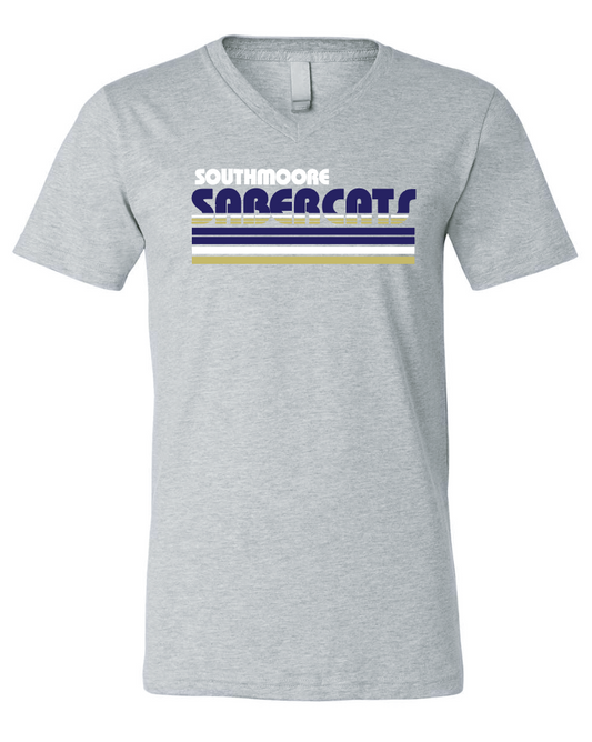 Southmoore PTSA "Retro Stripe" Design S/S V-neck T-shirt (heather)