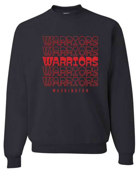 Washington (OK) Elementary "Warriors Stack" Design Comfort Washed Sweatshirt (black)