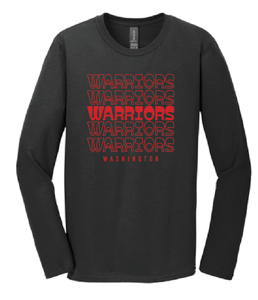 Washington (OK) Elementary "Warriors Stack" Design Gildan L/S T-shirt (black)
