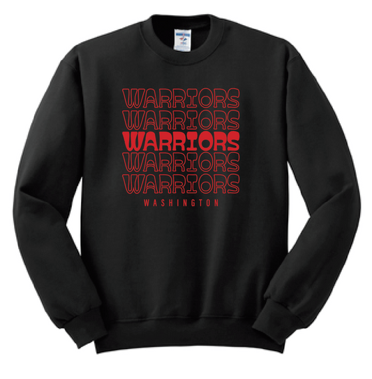 Washington (OK) Elementary "Warriors Stack" Design Crewneck Sweatshirt (black)