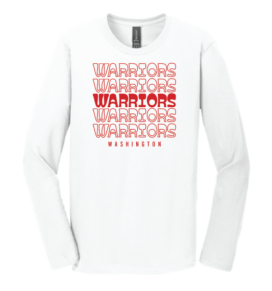 Washington (OK) Elementary "Warriors Stack" Design Gildan L/S T-shirt (white)