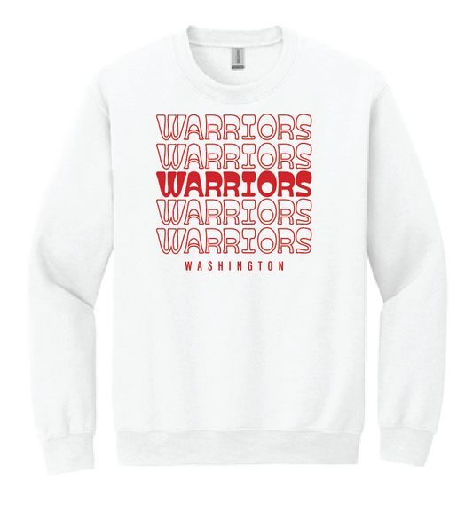 Washington (OK) Elementary "Warriors Stack" Design Crewneck Sweatshirt (white)