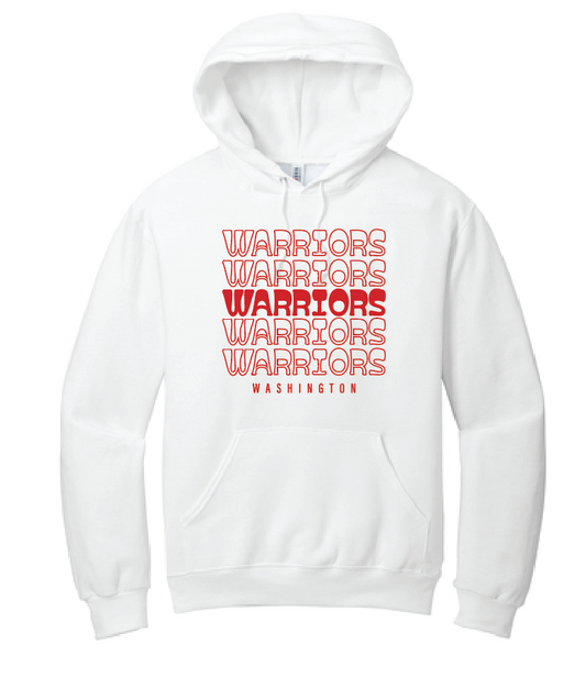 Washington (OK) Elementary "Warriors Stack" Design Hooded Sweatshirt (white)