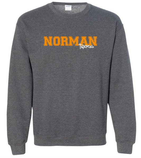 NHS Baseball "Simple Straight" Design Crewneck Sweatshirt (drk heather)