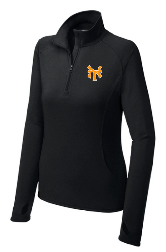 NHS Baseball "NT" Design Women's Moisture Wicking 1/4 Zip Pullover (black)