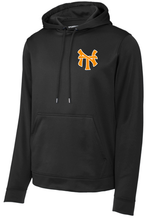 NHS Baseball "NT" Design Moisture Wicking Hooded Sweatshirt (black)