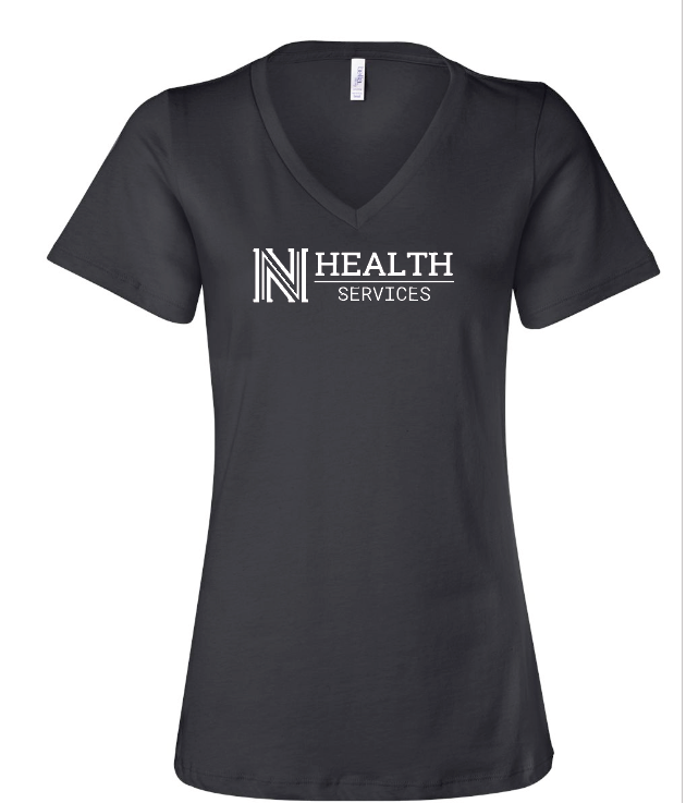 NPS Health Services "Logo" Design Women's V-neck T-shirt (f) (black)