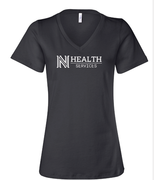 NPS Health Services "Logo" Design Women's V-neck T-shirt (f) (black)