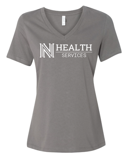 NPS Health Services "Logo" Design Women's V-neck T-shirt (f) (asphalt)